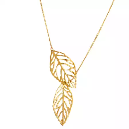 Y Drop Leaf Necklace, Brass 18k gold plated jewelry for women, Handmade Jewelry